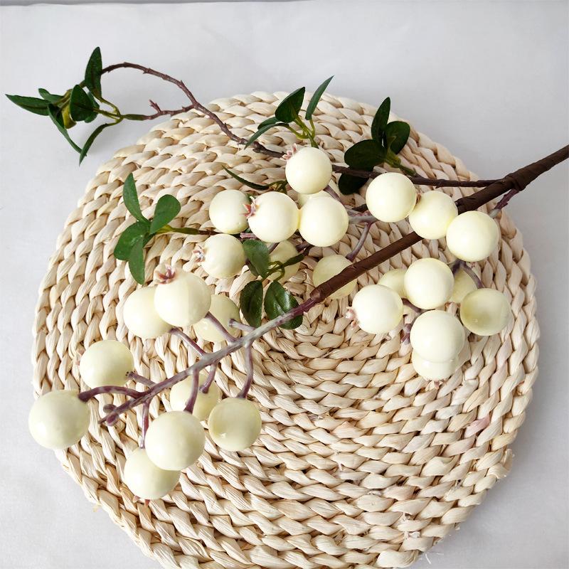 2pcs Simulated 3-Head Small Pomegranate Fruit Branch Simulated Fruit Berry Christmas Fruit Shooting Props Home Soft Decoration Direct Sales