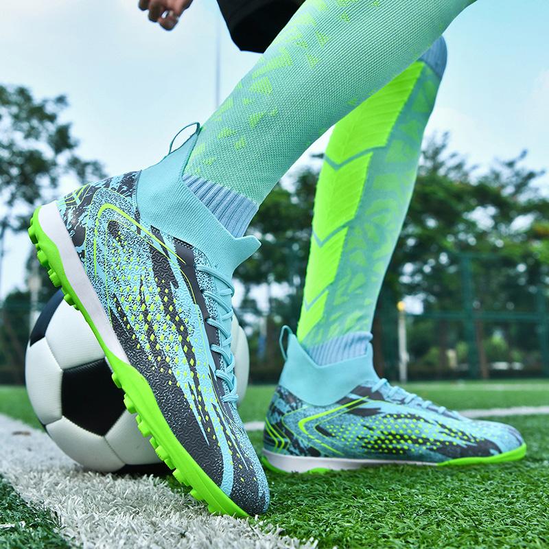 34-46 Мужские футбольные бутсы резиновые мягкие подошвы короткие шипы искусственный газон кожаные детские футбольные бутсы для молодежи