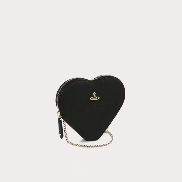 Vivienne Westwood Direct Import Saffiano New Heart Cross Bag Black