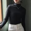 Autumn and Winter Half-high Collar Fleece-lined Base Shirt Women's Inner Slim-fit Solid Color Long-sleeved Base Shirt