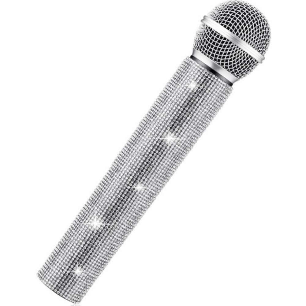 Wireless Microphone Rhinestones Microphone Cover Gold Silver Mic Handle Sleeve Stage Party
