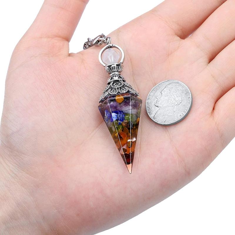 Natural 7 Chakra Healing Crystals Pendulum For Dowsing Divination Quartz Stone Pendulums Antique Reiki Pendant Jewelry
