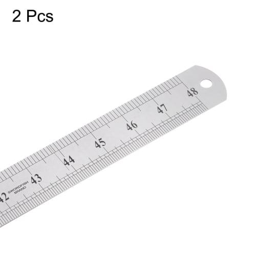 uxcell Stainless Steel Rulers, Set of 2, 120cm/48" Length x 1/20" Thickness x 1-1/2" Width, Inch and Metric, Linear Measuring Tool for Woodworking, Pa