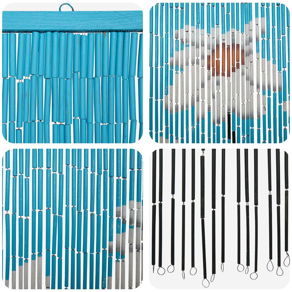 Multi Colored Insect Door Curtain 200 x 90 cm Bamboo
