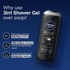 Nivea Мужской гель для душа Active Clean для тела, волос и лица 3 в 1 с ароматом угля 500 мл Упаковка из 1 шт. Мягкое средство для глубокого очищения