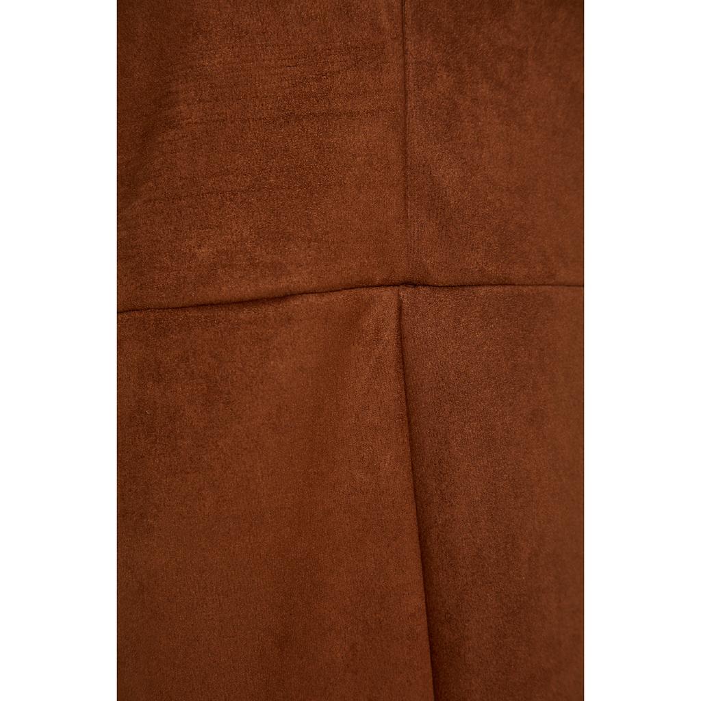 Коричневое замшевое мини-вязаное платье без рукавов с v-образным вырезом Twoaw24el00543