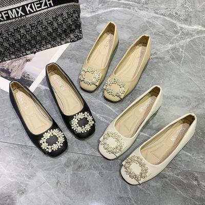 Модная весенне-осенняя новая роскошная женская обувь на плоской подошве, сказочный стиль, жемчуг, мелкий вырез, повседневная обувь, мягкая подошва, удобная рабочая обувь