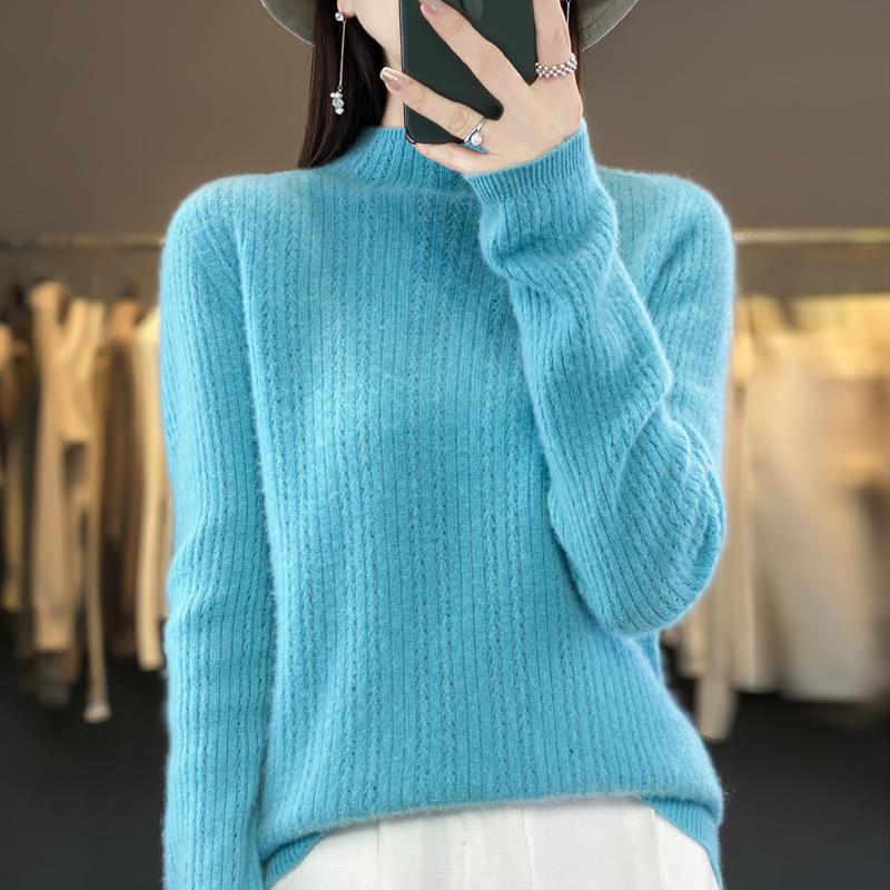 Женский свитер с полуводолазкой, кашемир Цинхэ, 30% кашемир, 70% шерсть, зимний вязаный пуловер, осенний свитер, кашемировый свитер