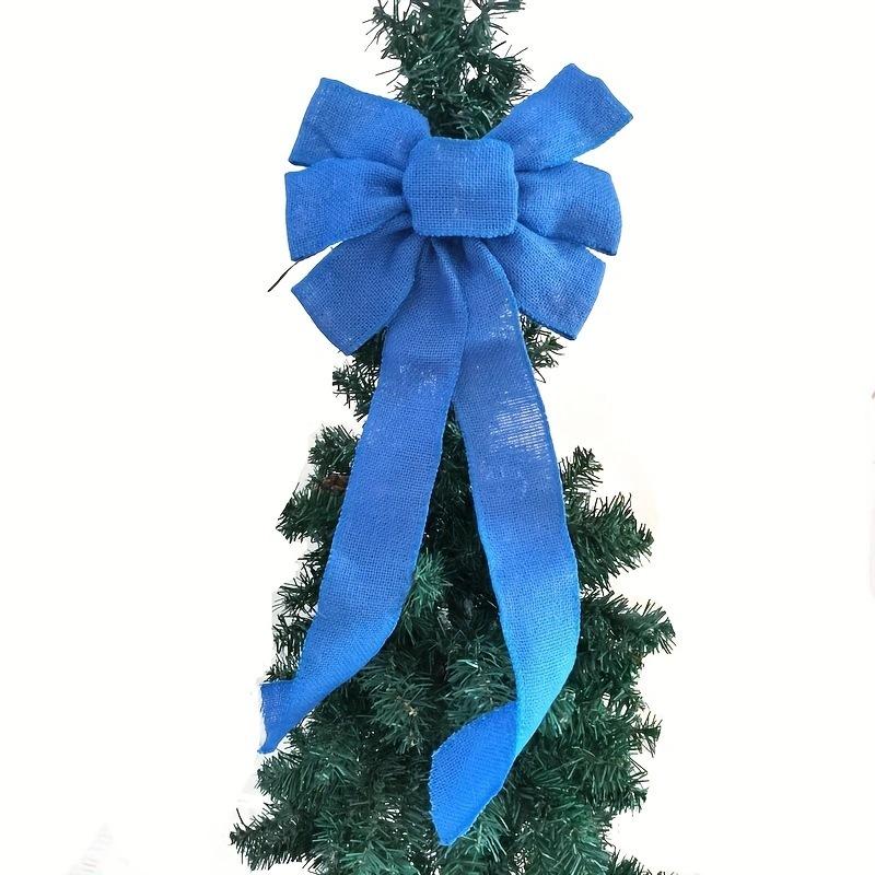 Royal Blue Christmas Festival Decor: Dark Blue Burlap Ribbon Bow
