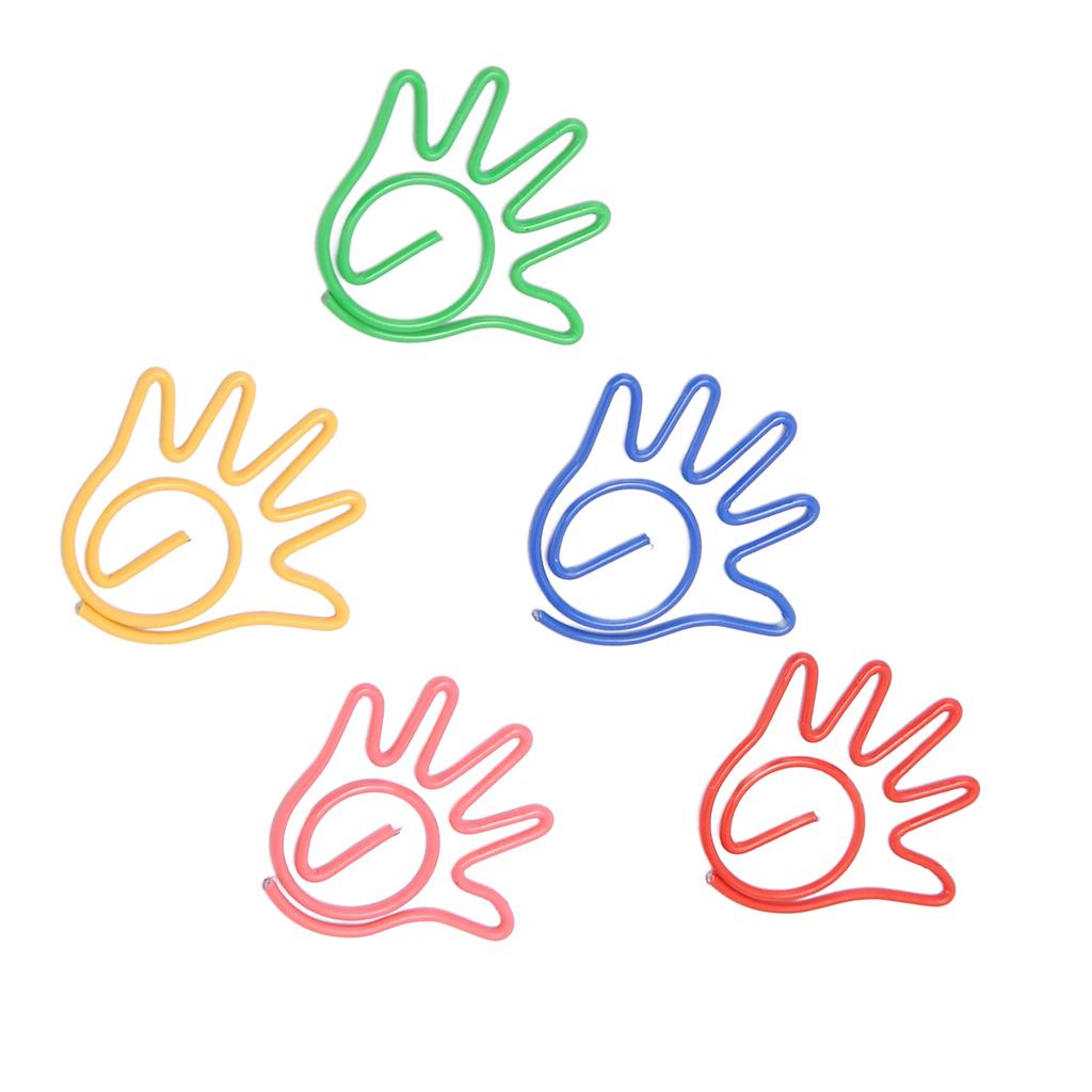 100 шт. милые скрепки в форме руки, разные цвета, гальванизированные, необычные скрепки для семьи 