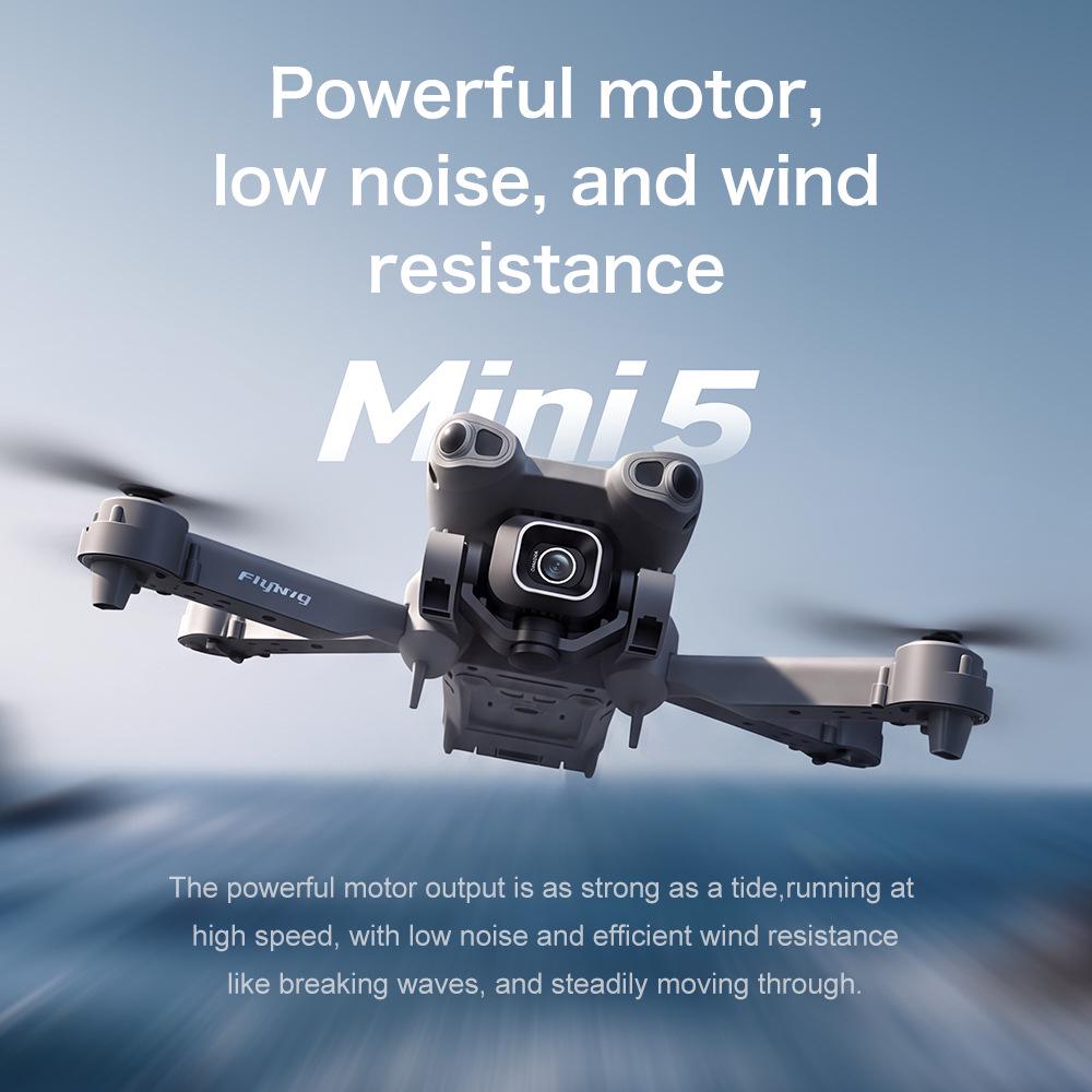 Mini5Pro Foldable Drone with Dual Cameras and HD Aerial Photography, Smart Remote Control, and Optical Flow Hovering