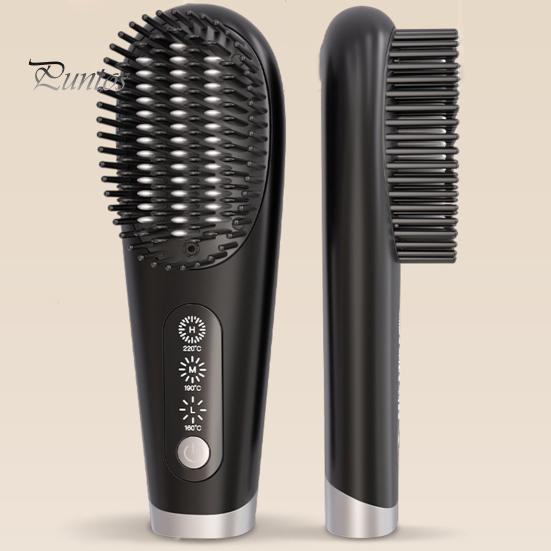 Портативный выпрямитель для волос, 3 температуры, быстрый нагрев, USB аккумулятор, отрицательные ионы, горячая щетка, электрическая расческа для укладки вьющихся волос