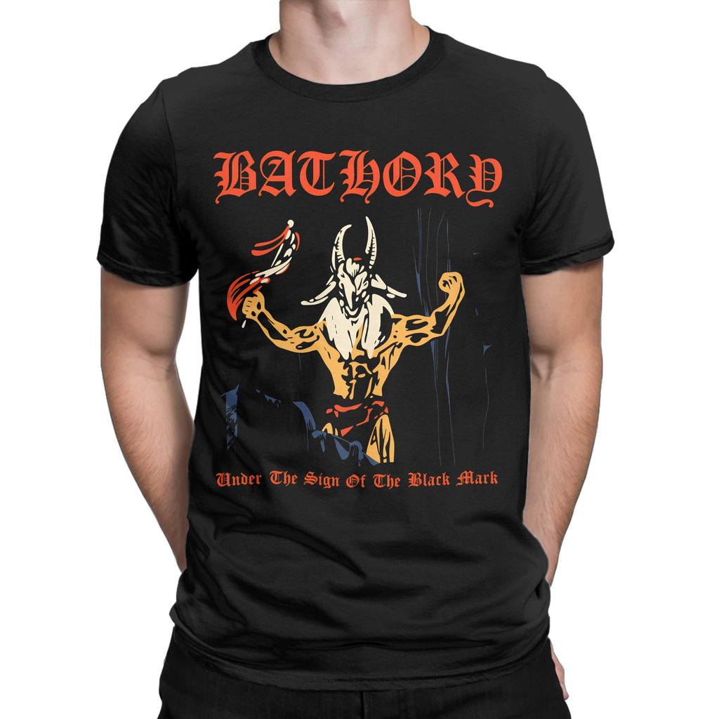 Bathory Black Metal T Shirt Mens 100 Cotton Funny TShirts Crewneck Tees Short Sleeve Clothes Printing