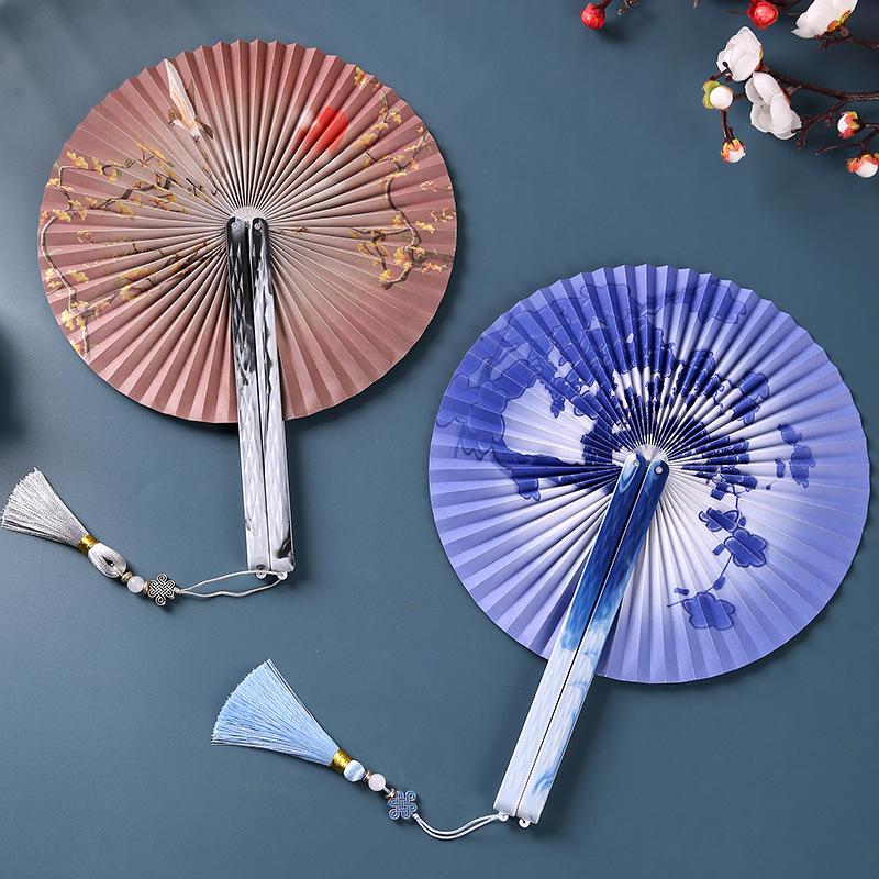 Китайский стиль печатный узор орнамент искусство ремесло декоративные складные веера реквизит для выступлений бумага несколько цветов 6 цветов