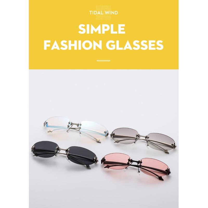 Women's Sunglasses, Star Rimless Sunglasses, Men's and Women's Retro Oval Sunglasses.