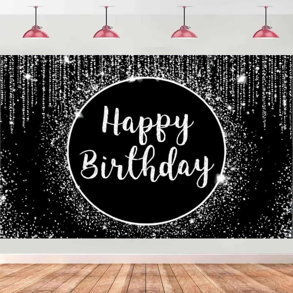 Черный Розовый С Днем Рождения Фон Розовое Золото Блестящий Воздушный Шар Декор Для Вечеринки Семейный Портрет Фото Фон Декор Для Дня Рождения