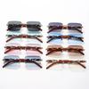 Small Rectangle Rimless Sunglasses Men  Luxury Brand Frameless Leopard Sun Glasses for Women Vintage Square Eyewear Shades