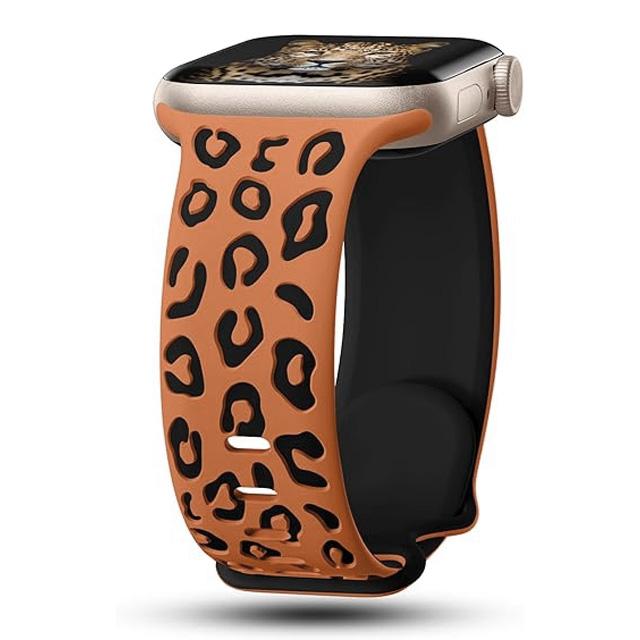 Ремешки с гравировкой леопарда для Apple Watch Band 45 мм 44 мм 49 мм 41 мм 46 40 мм Correa Bracelet Iwatch Series 10 9 8 7 SE 6 5 3 Ultra 2