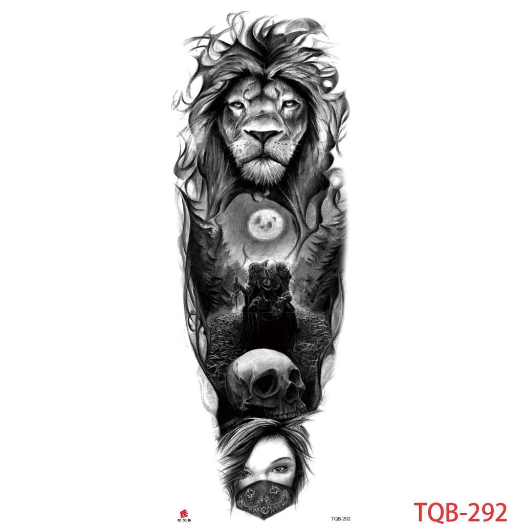 1 PC 480*170MM Large Temporary Tattoos Sleeve for Men Women Full Arm Selleve Tattoos Temporary Realistic Fake Wolf Tiger Lion Tattoo