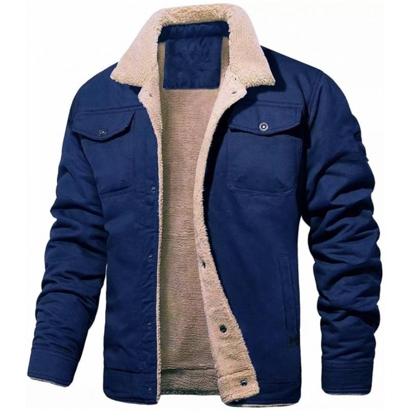 Мужская куртка с длинными рукавами и лацканами, однотонная повседневная куртка для осени и зимы