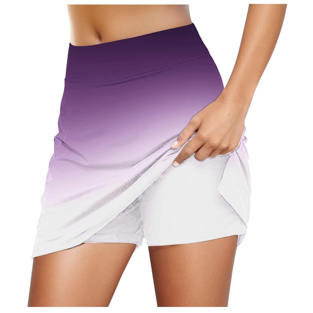 Женские эластичные брюки для йоги, спортивная юбка для гольфа, шорты с градиентным принтом, легкие узкие джоггеры с высокой талией