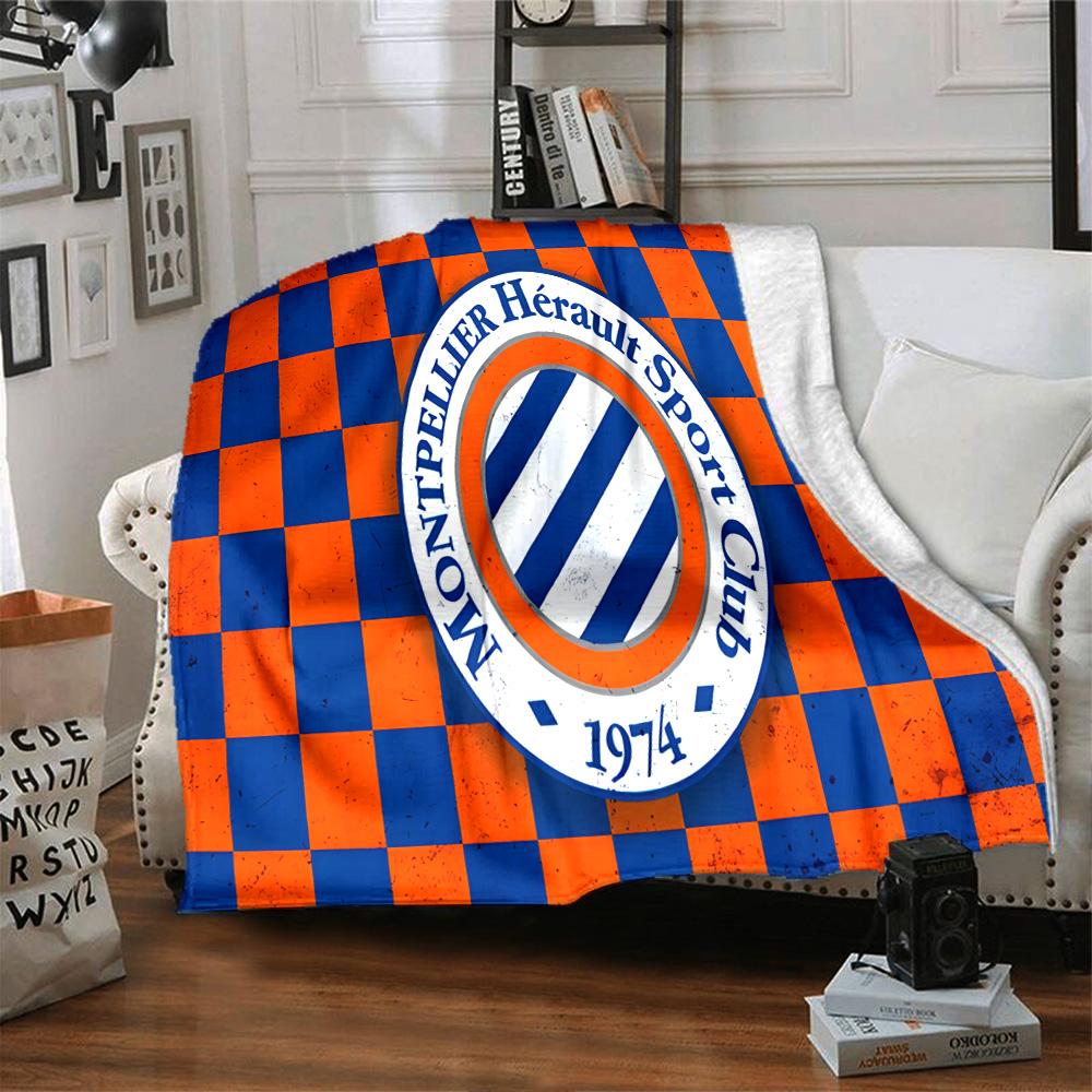 Montpellier Sport Club Flannel Blanket, Soft Polyester, Modern Design, All-Season for Camping, Travel, Gifts for holidays or birthdays