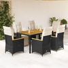 VidaXL Garden Bistro Set 7 Pcs Cushions Black Poly Rattan, Garden Bistro Set, Balcony Set, 3276962