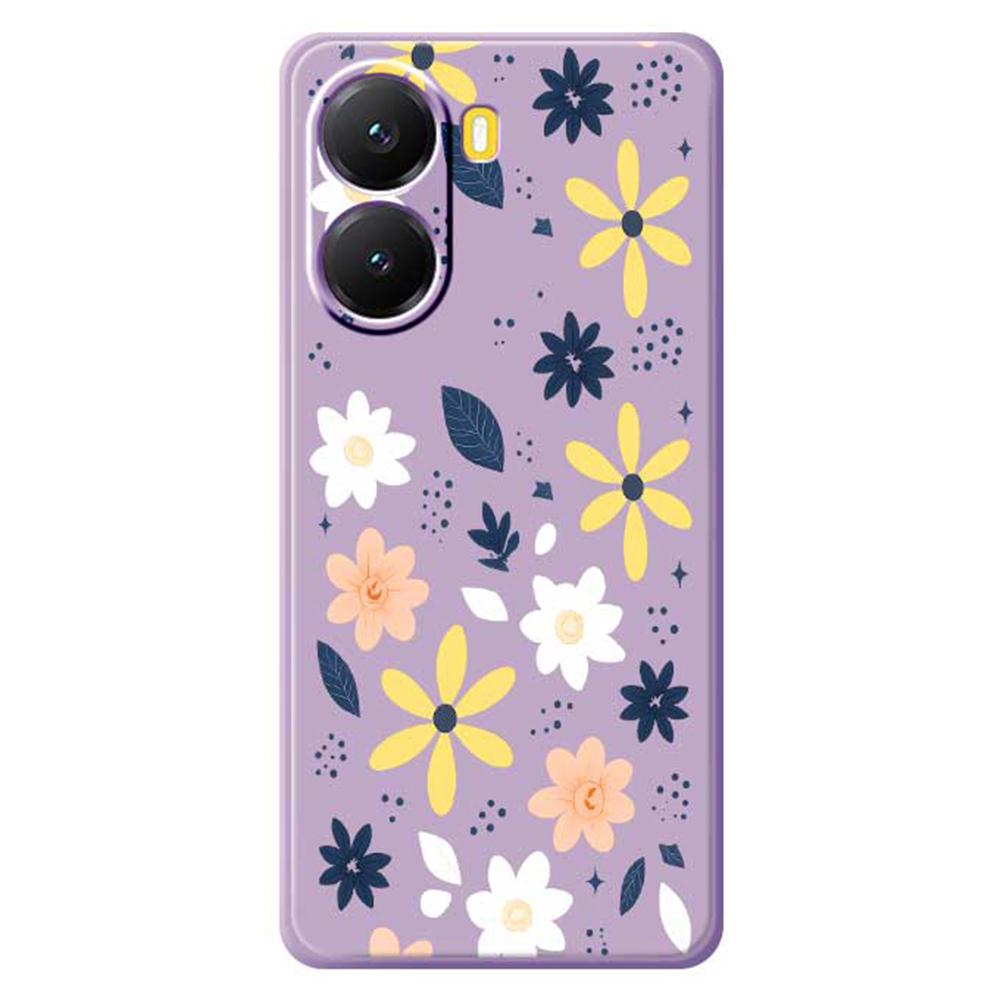For Xiaomi Redmi Turbo 4 5G/Poco X7 Pro 5G Case Colorful Floral Blue Leaves Pattern Printing Straight Edge TPU Phone Back Cover