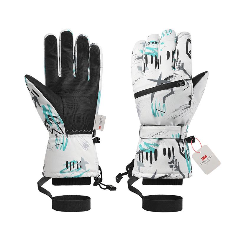 Men Women's Waterproof Winter Ski Gloves Windproof Snowboarding Gloves with Thinsulate Lining for Cold Weather Sports