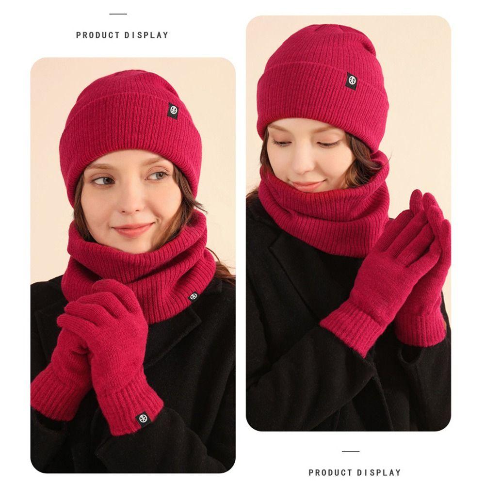 Casual Knit Winter Hat Warm Fleece Neck Scarf Trendy Winter Set for Women Men