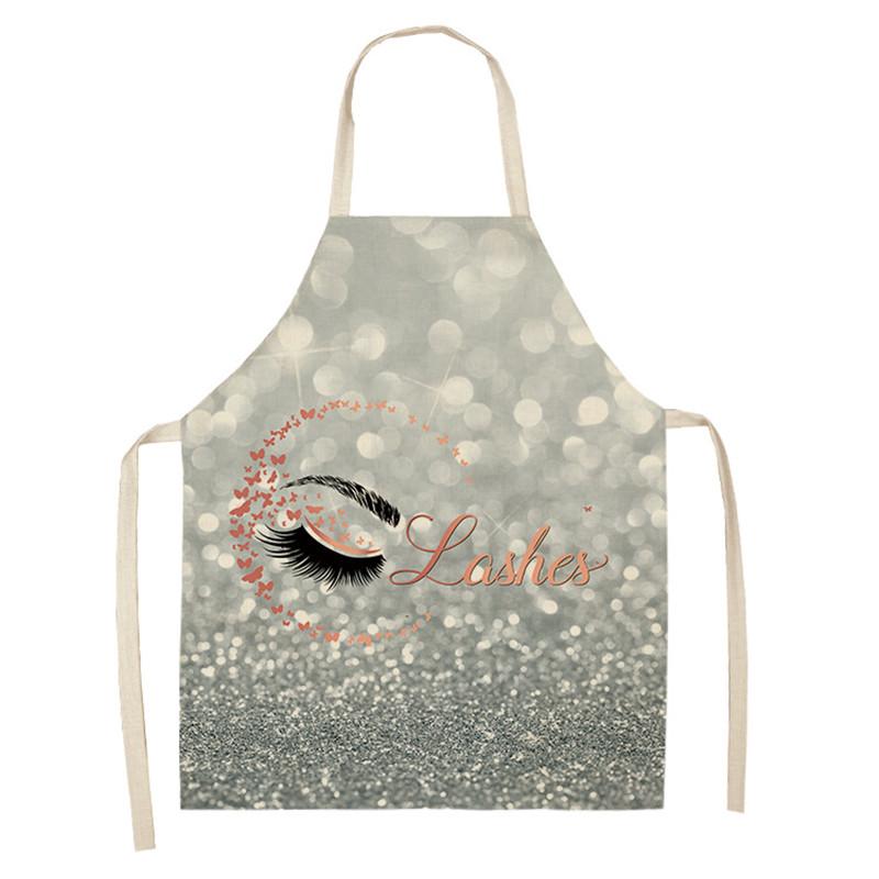 Eyebrow Style Men Women Home Tablier Enfant Cleaning Tools Apron With Pockets Eyelash Pattern Sleeveless Cotton Linen Aprons