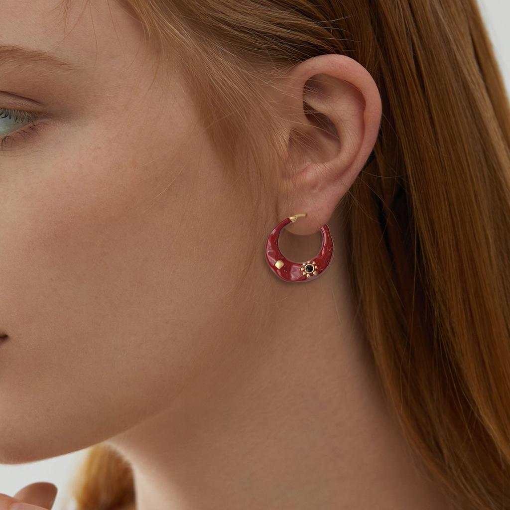 Ретро стиль эмалевые серьги-кольца легкие и удобные застежки для ушей ювелирные изделия ручной работы женские аксессуары для ушей