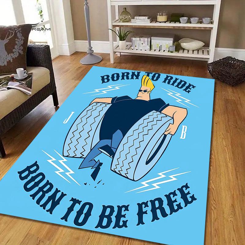 Johnny Bravo Flannel Pattern Square Carpet,Area Rug,Carpet Rug for Living Room Bedroom Sofa Playroom Decor,Non-slip Floor Mat