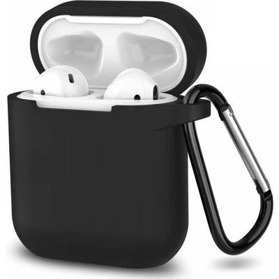 Силиконовый чехол для AirPods, черный для AirPods 1 & 2 - Противоударная защита Пылезащитная заглушка и Карабин Phonillico®