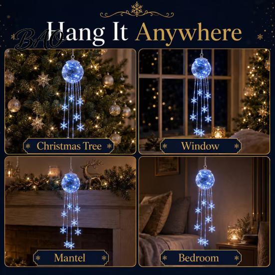 Festive Home Wall Ornaments LED Hanging Christmas Ornament, Icy Glow Sparkling Snowflake Cascade Decoration, Seasonal Decorative Accents Winter