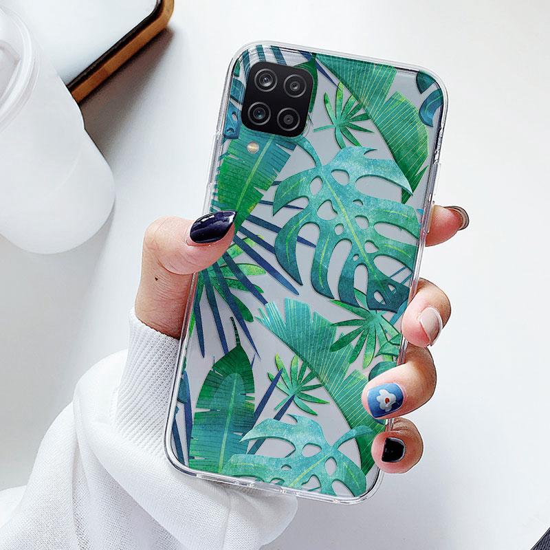 Чехол для телефона Samsung A12 M12 F12 Цветочный силиконовый чехол для Samsung Galaxy A12 5G Fundas Coque Прозрачный мягкий Capas Цветок ТПУ