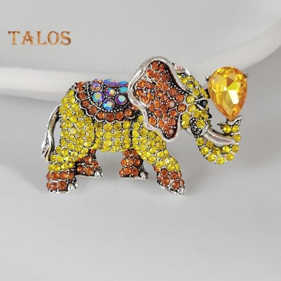 Брошь-булавка в виде слона со стразами для женщин, блестящая булавка в виде животного, кубический цирконий, ювелирные изделия, аксессуары для шляп, костюмов, рюкзаков, одежды