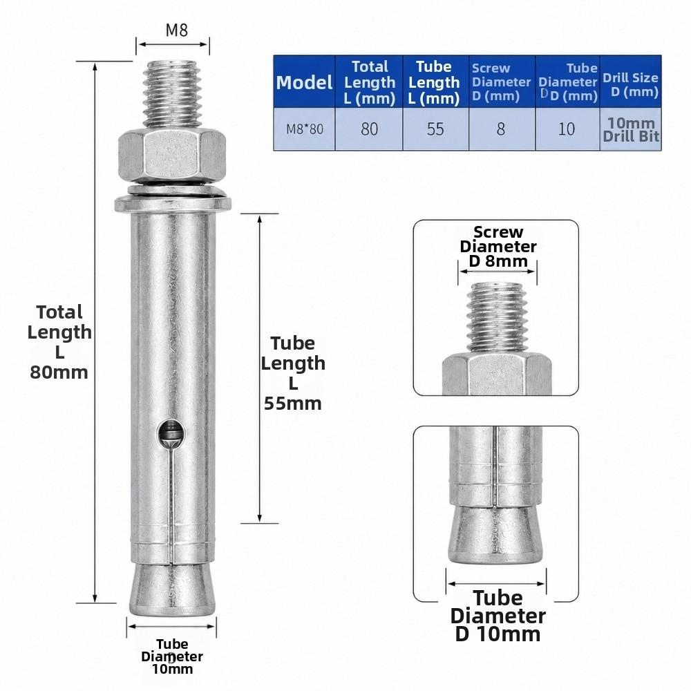 1PC Heavy Duty Expansion Screws 304 Stainless Steel Expansion Anchor Bolt Fastening Bolt