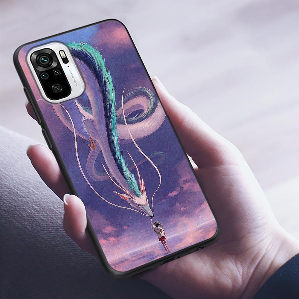 Милый чехол для телефона Studio Ghibli Тоторо Миядзаки с аниме для Xiaomi Redmi Note 9 9T 10 11 11E 8 7 Poco M3 M4 Pro 5G, черные чехлы