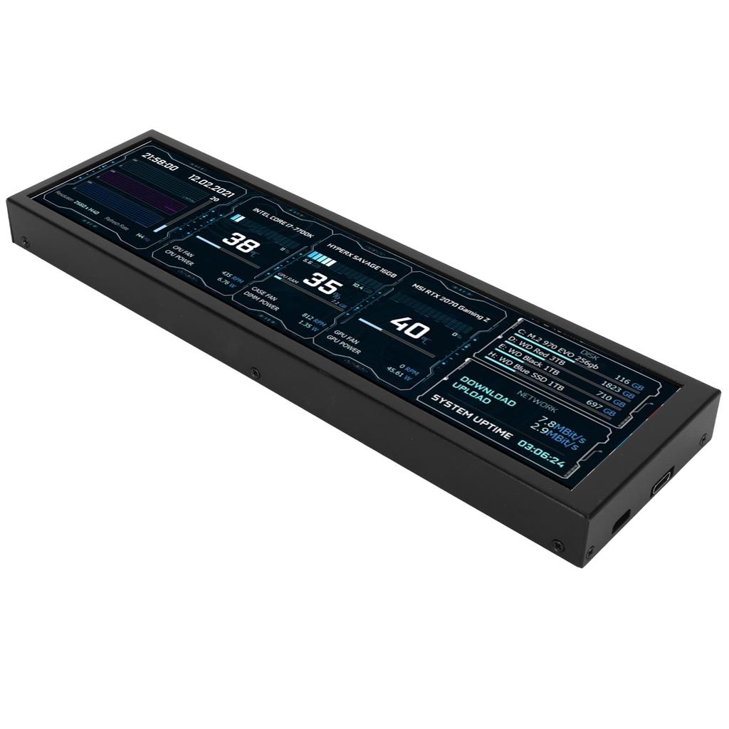 8.8-дюймовый монитор температуры компьютера 1920x480 60 Гц для AIDA64 CPU GPU SSD Data Temperature Monitor для