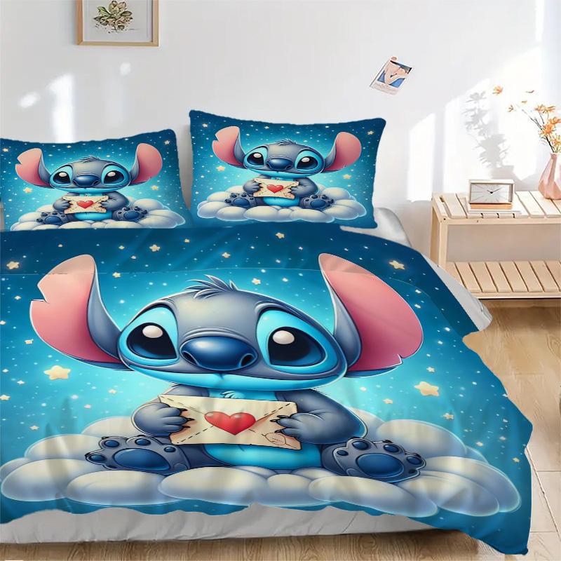Stitch'S Envelope Adventure Print 3Pcs Bedding Setduvet Cover With 2 Bedropillowcase Home Birthday Gift