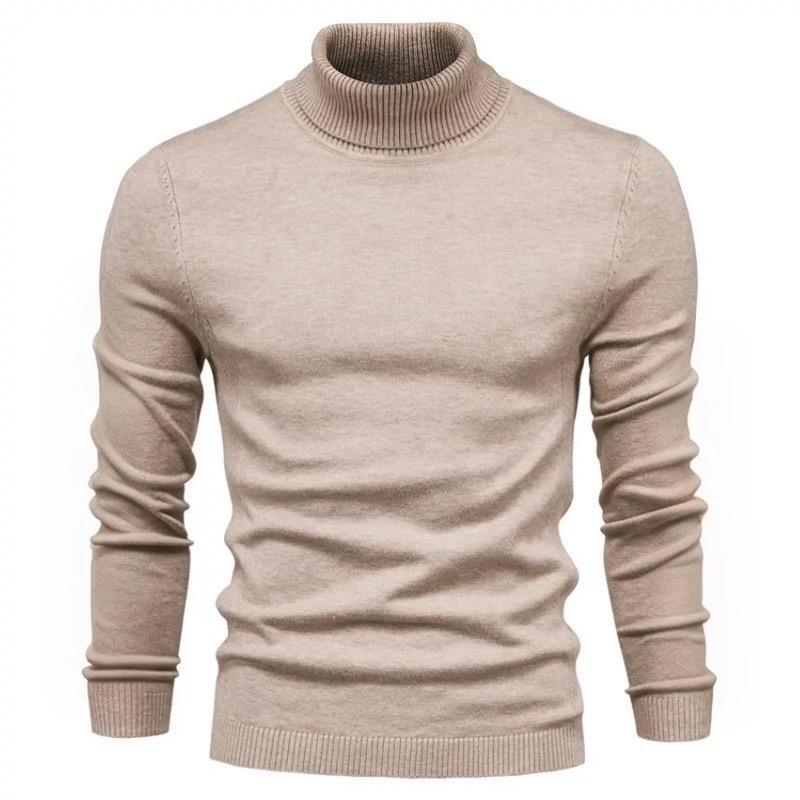 Men S Slim Fit Solid Color Long Sleeve Half High Neck Knit Sweater