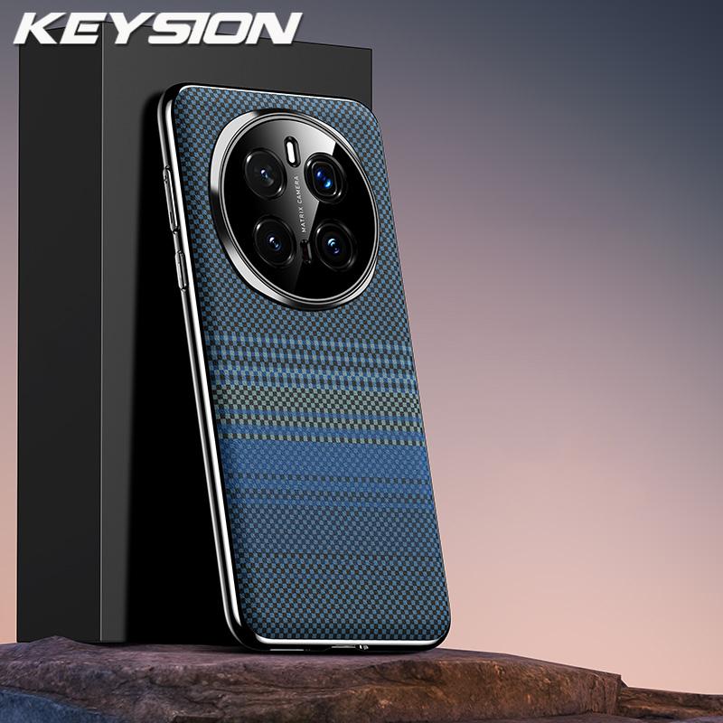 KEYSION Luxury 3D Color Relief Woven Pattern PU Leather Phone Case for Huawei HONOR Magic 7 Pro 5G Plating Shockproof Back Cover