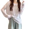 T-shirt Ladies Tops Long Sleeve [UPF50+ Sun Protection/transparent Design/maximum Body Coverage Effect] Blouse Thin Layered Clothing UV Cut Crew Neck