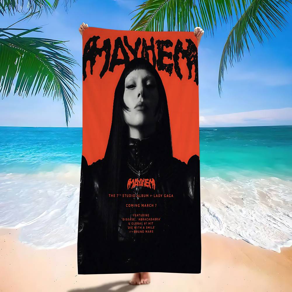 Полотенце для пляжа L-Lady Gaga Mayhem для детей, Банное полотенце, Полотенце для бассейна, Подарок на отпуск, Полотенце для пикника, Подарок на вечеринку