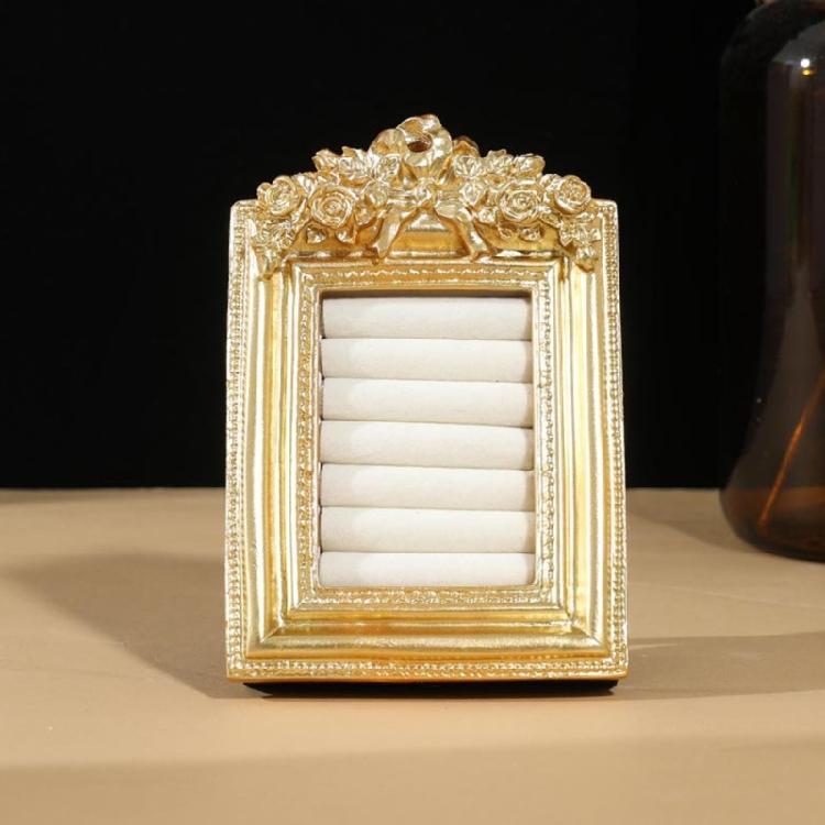 Декоративный золотистый полимерный поднос-витрина для серег, органайзер для ювелирных изделий, фоторамка для бутиковых витрин