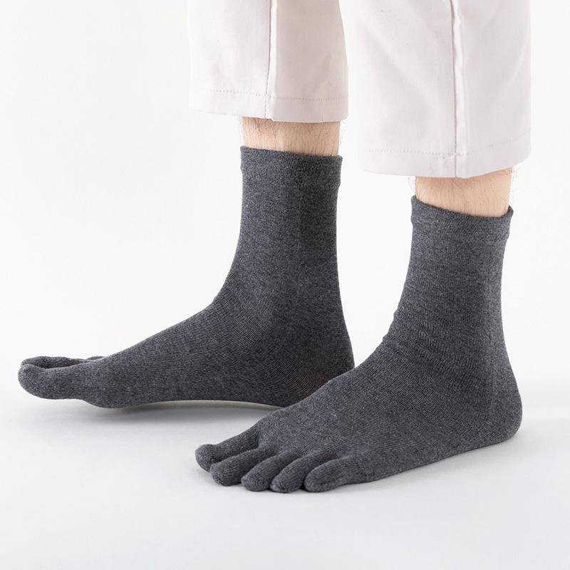 Toe Socks Men Cotton Five Fingers Socks Breathable Short Ankle Crew Socks Sports Running Solid Color Black White Grey Male Socks