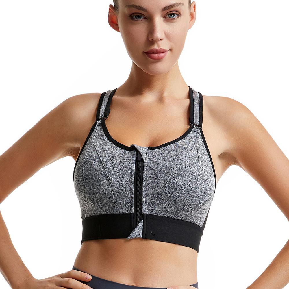 Women Sport Bras Plus Size Crisscross Shockproof Front Zipper Wireless Underwear Run Vest for Female Yoga Sport Bra Intimates Fitness Bralette