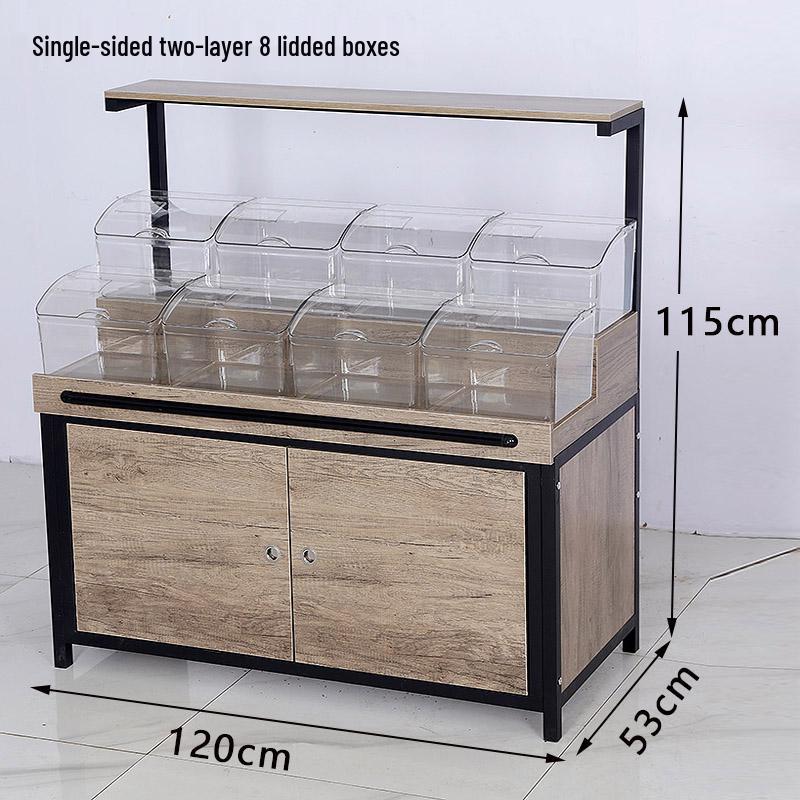 Supermarket Multi-Layer Detachable Display Rack for Bulk Dried Fruits, Grains, Candy, and Biscuits.