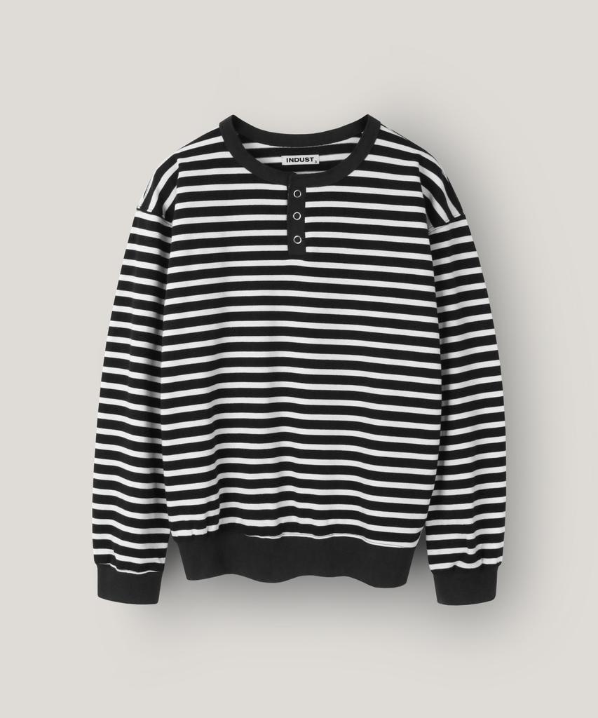 INDUST Striped Henley Neck Sweatshirt_3Color